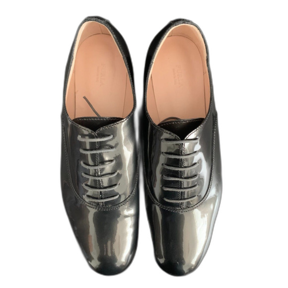 Furla Amy Gray Patent Leather Oxfords - Picture 1 of 7